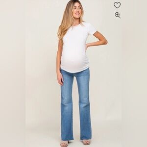 Pinkblush Blue Flare Leg Raw Hem Maternity Jeans